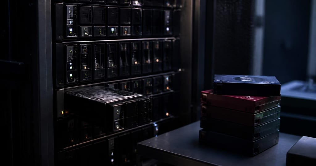 Storage de backup cu sertare de discuri hot-swap si casete LTO pentru disaster recovery
